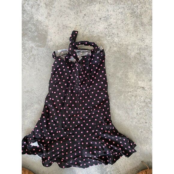 Kids Girls Black Pink Polkadot Floral Dress Size 6/7 - Picture 5 of 8